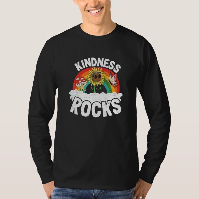 Hippie Retro Teacher Anti Bullying Rainbow Kindnes T-Shirt (Vorderseite)