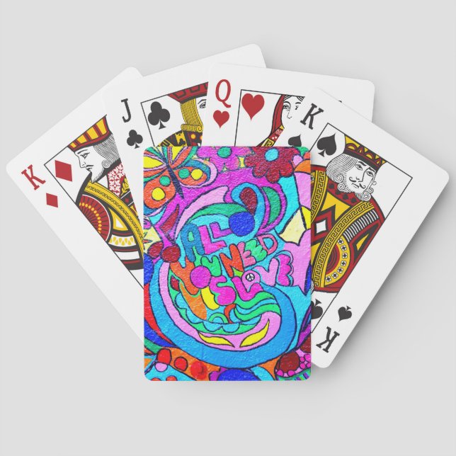 Hippie Ruhe und Liebe bunte Spielkarten (Rückseite)