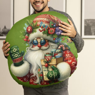 Hippie Santa Clause Rundkissen Rundes Kissen