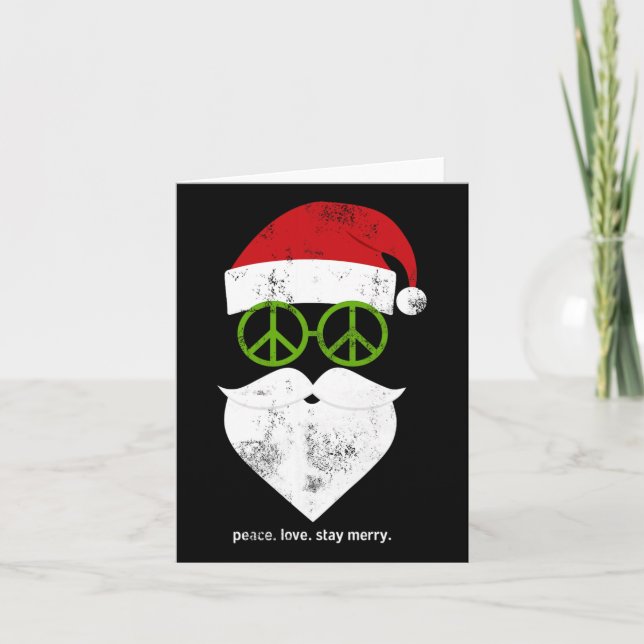 Hippie Santa Groovy Peace Sign Weihnachten Karte (Vorderseite)