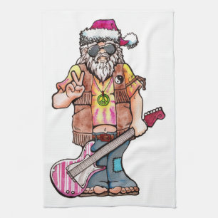Hippie Santa sagt Cooles Weihnachten! Geschirrtuch