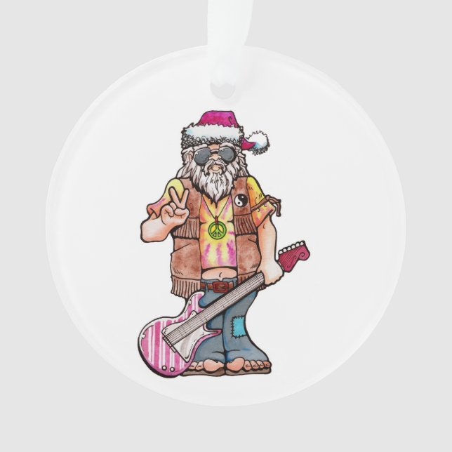 Hippie Santa sagt Cooles Weihnachten! Ornament (Vorderseite)