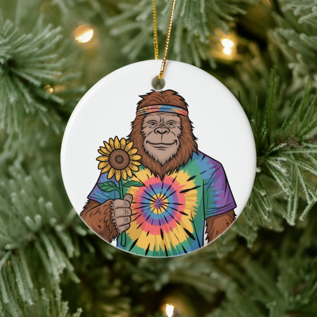 Hippie Sasquatch Keramik Ornament (Baum)