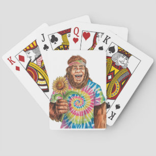Hippie Sasquatch mit Sonnenblume Spielkarten