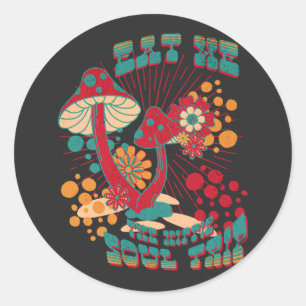 Hippie-Seelenreise Sommer Vintage Pilz Runder Aufkleber