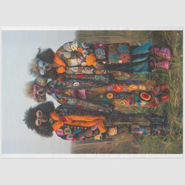 Hippie Sisters Standard Poodle Style Decoupage Seidenpapier (Vorderseite)