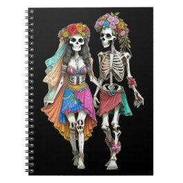 Hippie Skeleton Couple Notizblock