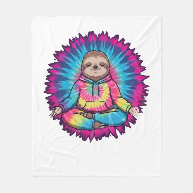 Hippie Sloth Peace Sign Krawatte-Dy Fleecedecke (Vorderseite)