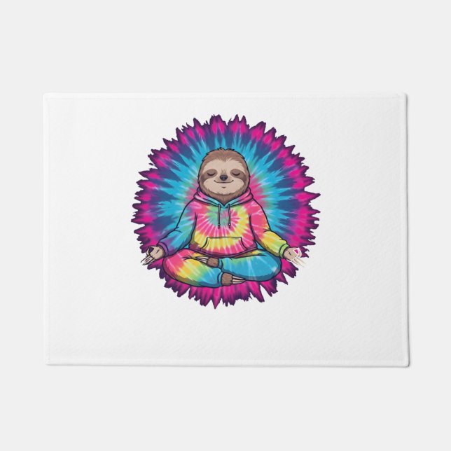 Hippie Sloth Peace Sign Tie-Dy Fußmatte (Vorderseite)