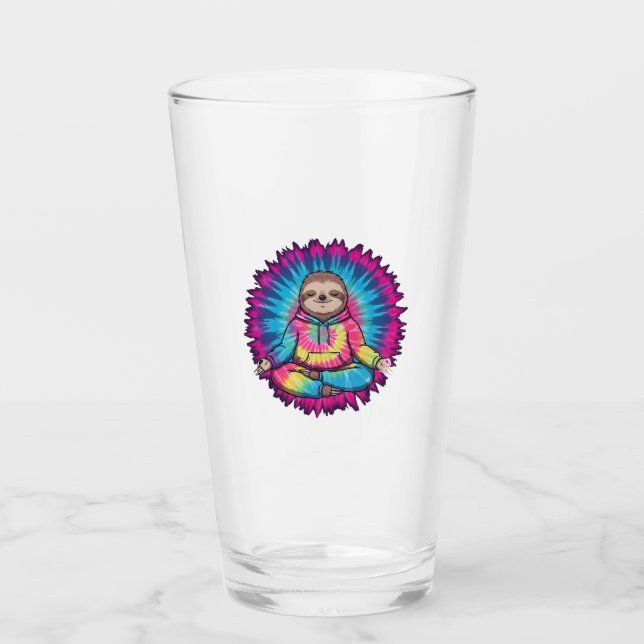 Hippie Sloth Peace Sign Tie-Dy Glas (Vorderseite)