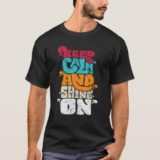 Hippie-Soul Behalte Calm Shine on Peace Sign Liebe T-Shirt