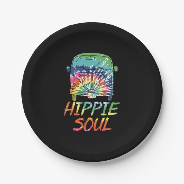 Hippie Soul Microbus Van Hippie Lifestyle Hippie Pappteller (Vorderseite)