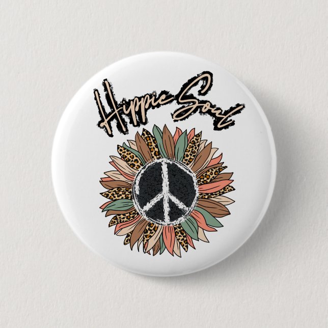 Hippie Soul Peace Signature Sonnenblume Button (Vorderseite)