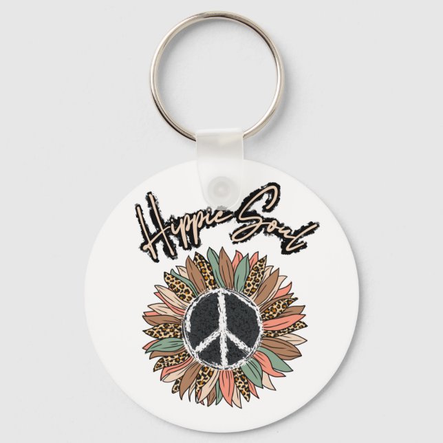 Hippie Soul Peace Signature Sonnenblume Schlüsselanhänger (Vorderseite)