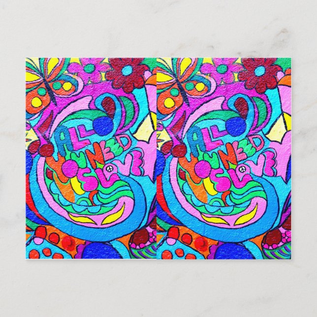 Hippie-Stil Ruhe und Liebe Postkarte (Vorderseite)