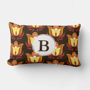 Hippie Style Groovy 60er Blume & Anfangsbuchstaben Lendenkissen