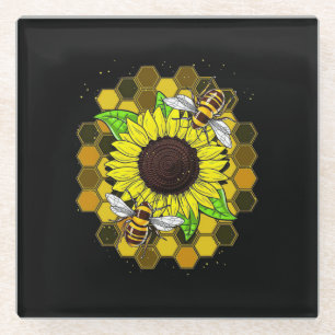 Hippie Sunflower Bees Glasuntersetzer