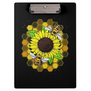Hippie Sunflower Bees Klemmbrett