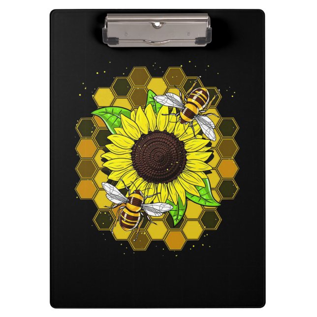 Hippie Sunflower Bees Klemmbrett (Vorderseite)