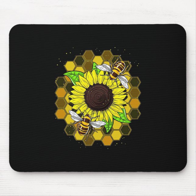 Hippie Sunflower Bees Mousepad (Vorne)
