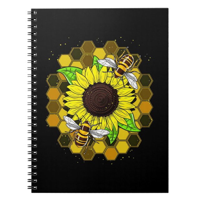 Hippie Sunflower Bees Notizblock (Vorderseite)