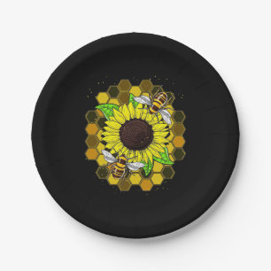 Hippie Sunflower Bees Pappteller