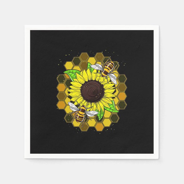 Hippie Sunflower Bees Serviette (Vorderseite)