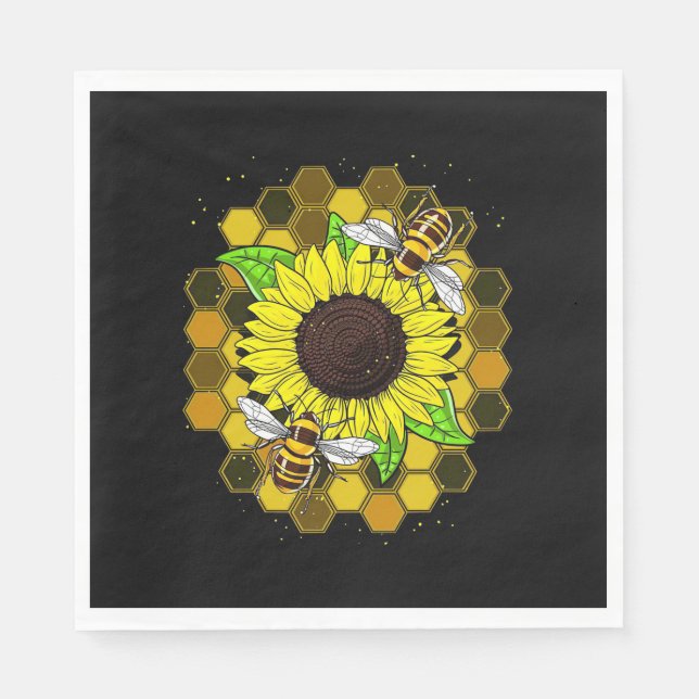 Hippie Sunflower Bees Serviette (Vorderseite)