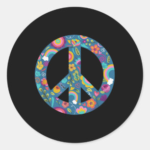 Hippie Symbol Peace Anti-War Logo Floral Peace Sig Runder Aufkleber