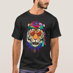 Hippie Tiger Gefärbte Krawatte Animal Peace Sign P T-Shirt