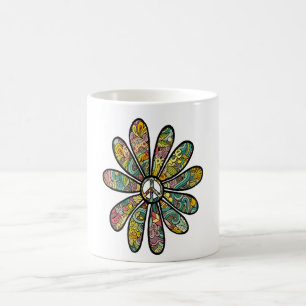 Hippie Trippy Blume Power Peace Sign Seventies Kaffeetasse