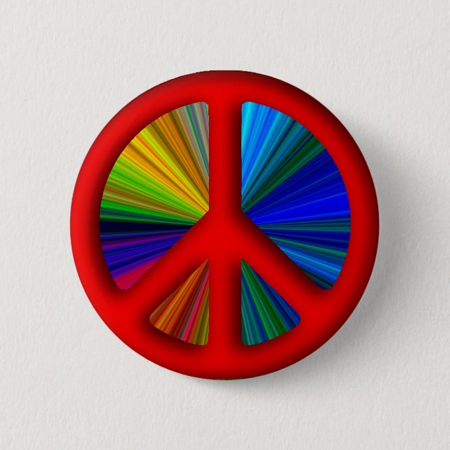 Hippie Trippy Friedenszeichen Button (Vorderseite)