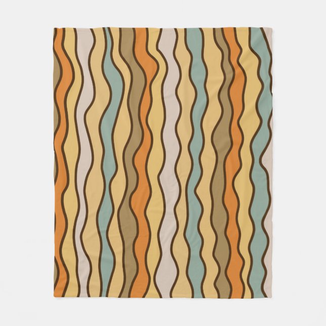 Hippie Trippy Groovy Vertical Strip 70er Muster Fleecedecke (Vorderseite)