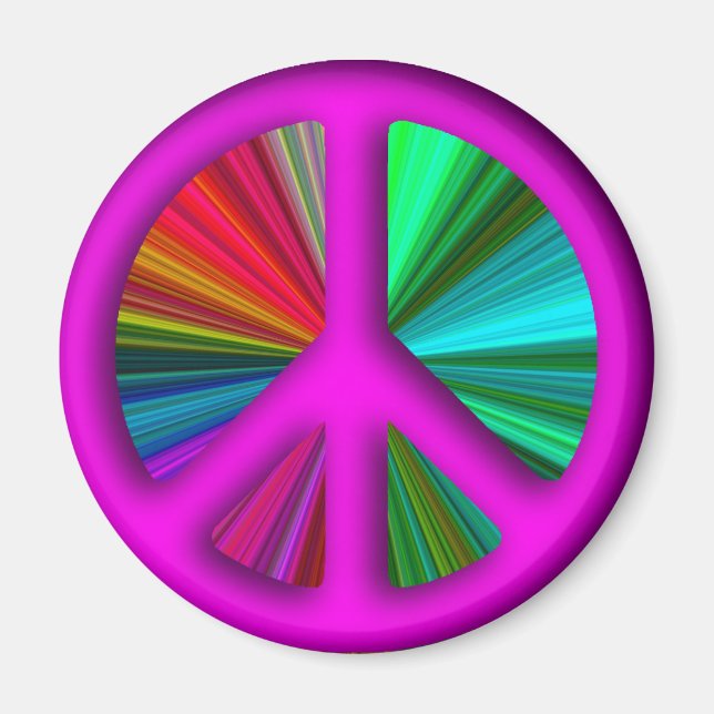 Hippie Trippy Peace Sign Magnet (Vorne)