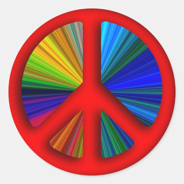 Hippie Trippy Peace Sign Runder Aufkleber (Vorderseite)