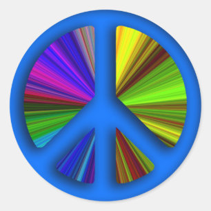 Hippie Trippy Peace Sign Runder Aufkleber