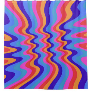 Hippie-Trippy-Retro-Hintergrundbild der 60er Jahre Duschvorhang