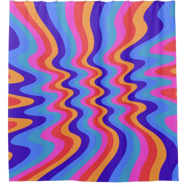 Hippie-Trippy-Retro-Hintergrundbild der 60er Jahre Duschvorhang (Vorderseite)