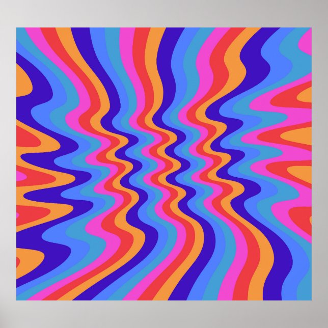 Hippie-Trippy-Retro-Hintergrundbild der 60er Jahre Poster (Vorne)