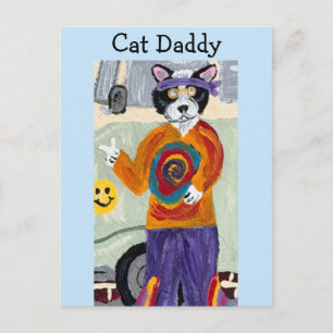 Hippie-Tuxedo-Katze Cat Daddy Einladungspostkarte