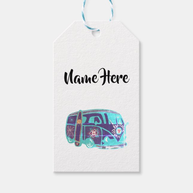 Hippie Van Custom Gift Tags Geschenkanhänger (Vorderseite)
