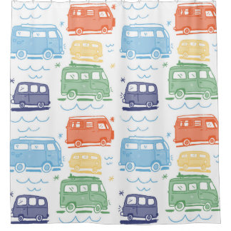 Hippie Van: Farbenfrohe 70er Pattern Duschvorhang