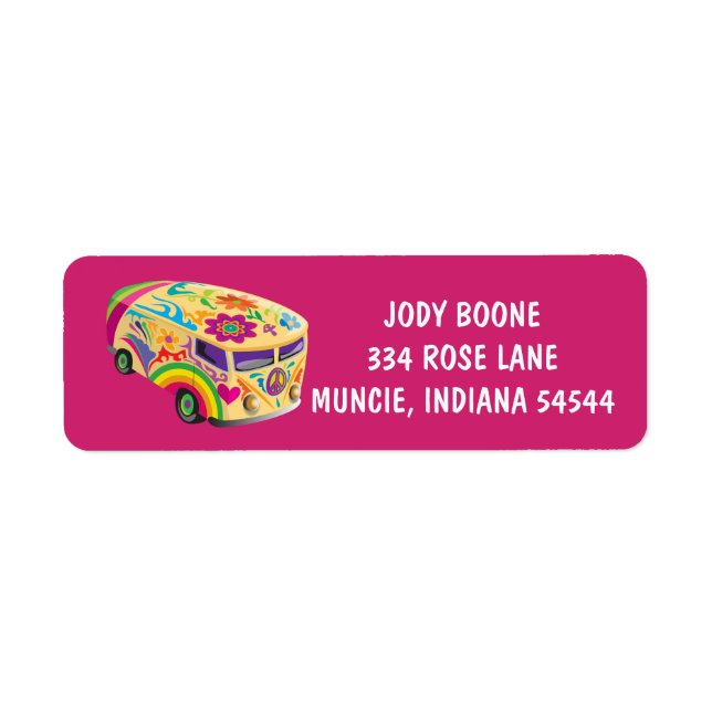 HIPPIE VAN GROOVY PINK Rücksendeadresse (Vorne)
