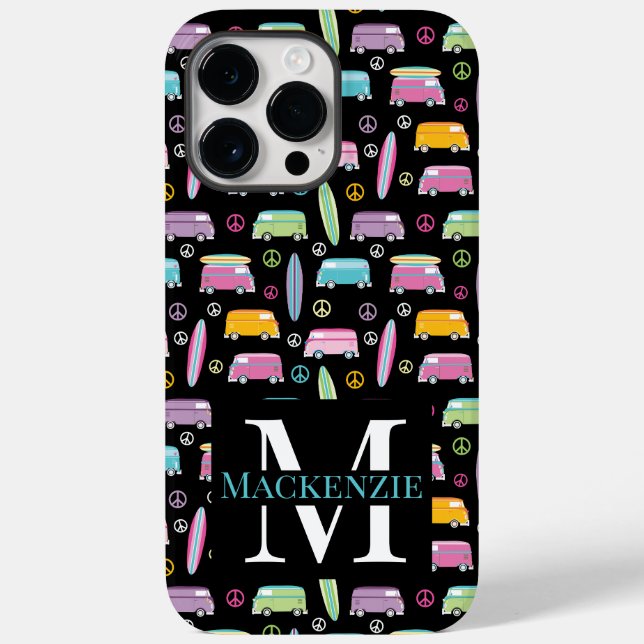 Hippie Van Peace Sign Trippy Monogram Case-Mate iPhone 14 Pro Max Hülle (Rückseite)