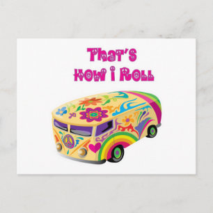 Hippie-Van Retro - So rolle ich Postkarte