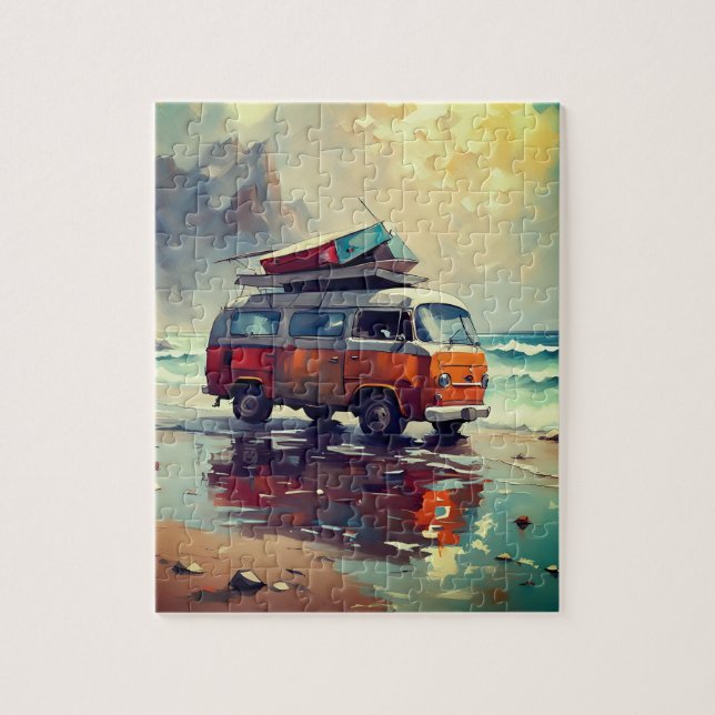 Hippie Van Seascape Traveler Mood Art (Vertikal)
