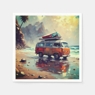 Hippie Van Seascape Traveler Mood Art Serviette