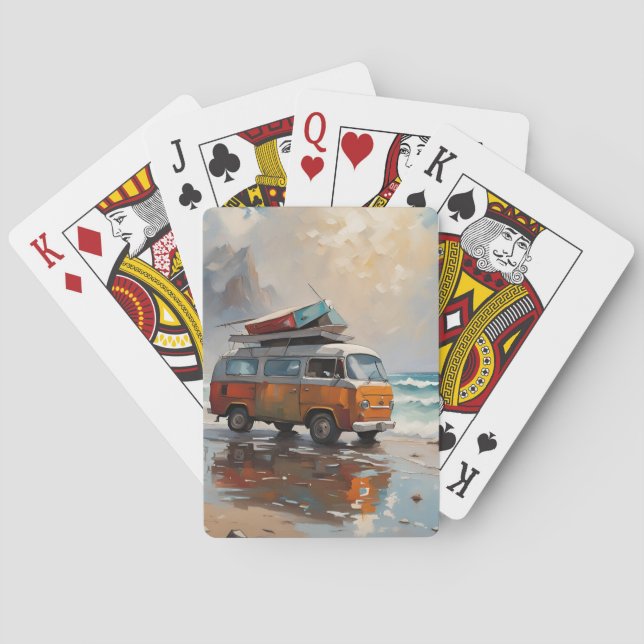 Hippie Van Seascape Traveler Mood Art Spielkarten (Rückseite)