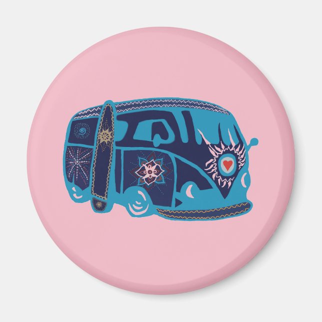 Hippie Van Standard, 5,7 cm Round Magnet (Vorne)