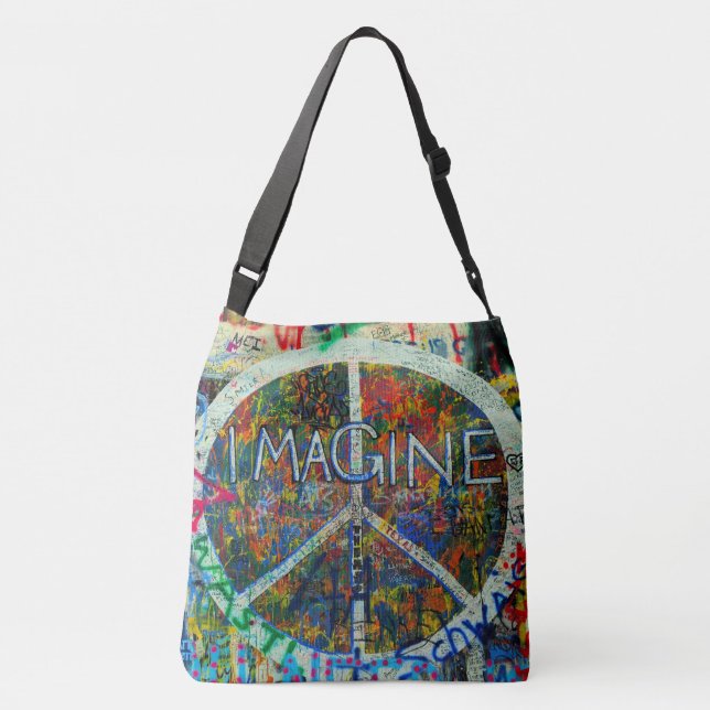 Hippie Wall Art Toag Tragetaschen Mit Langen Trägern (Rückseite)